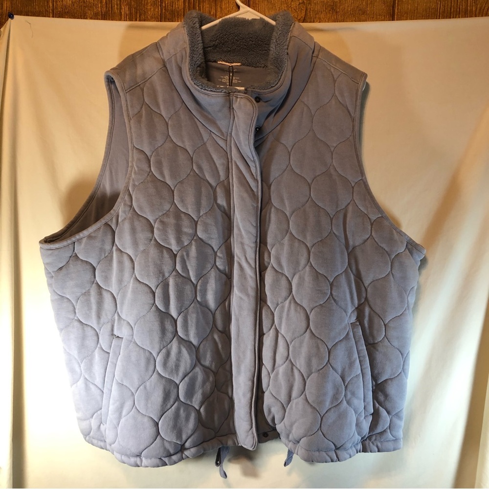 CALIA by Carrie Underwood llight blue gray zip up quilted vest acket 3X